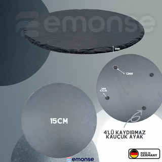 Kişiselleştirilebilir Doğal Slate Sunum Platası yuvarlak (25x25 cm)