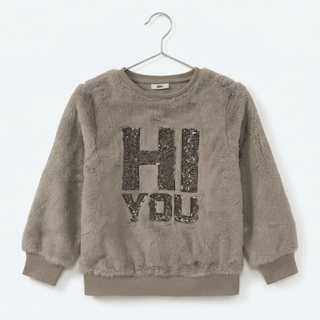 Kız Çocuk 2’li Takım: Peluş Payetli Kazak + Geniş Paça Tayt